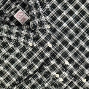 Brooks Brothers Shirt Mens Medium Black White Plaid Button Down Non Iron Cotton